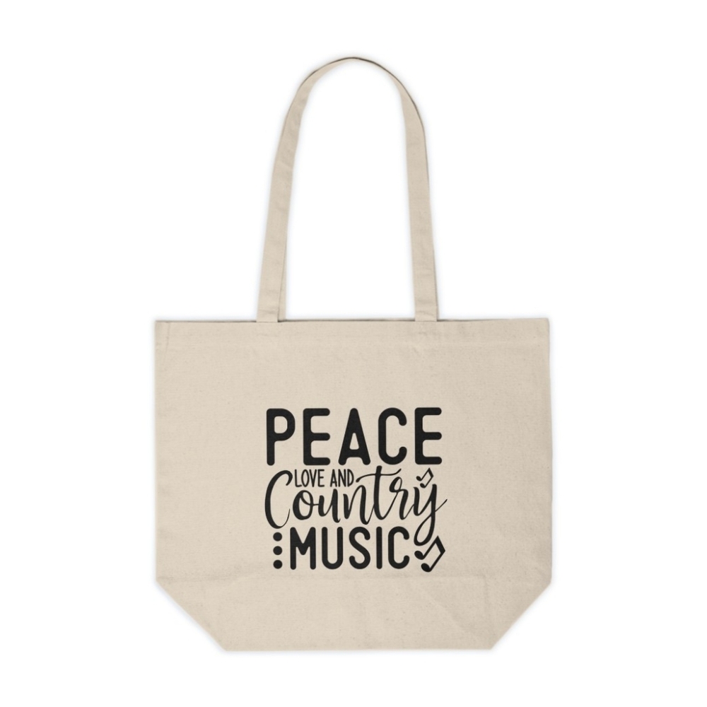 Peace, Love, and Country Music Custom Canvas Tote Bag